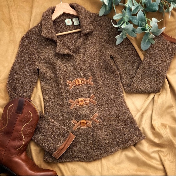 HWR (Anthropologie) Sweater Jacket Velvet Details - Picture 3 of 13